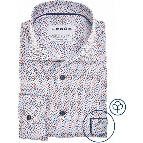 Ledûb Overhemd Refined Leaf Print Shirt Rood-Blauw / male