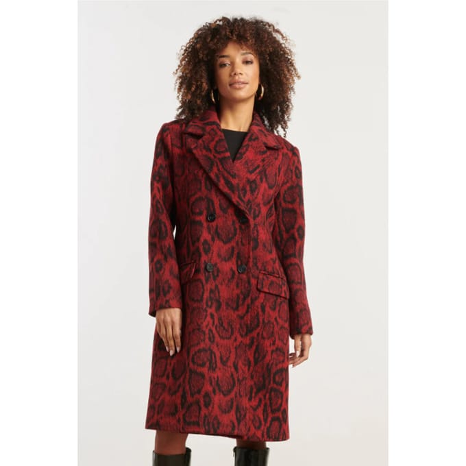 Smashed Lemon Dierenprint jas in rood met zwart |