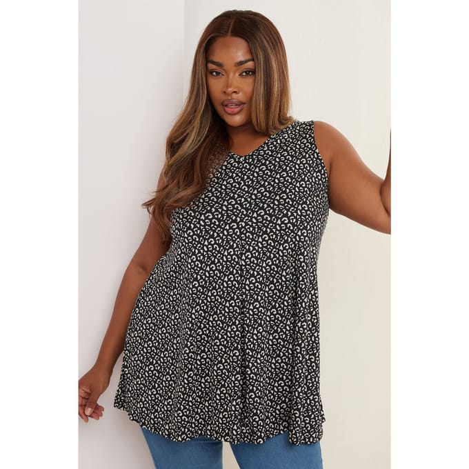 Yours Hemd Met Luipaardprintontwerp En Plooidetail In Zwart Size 48