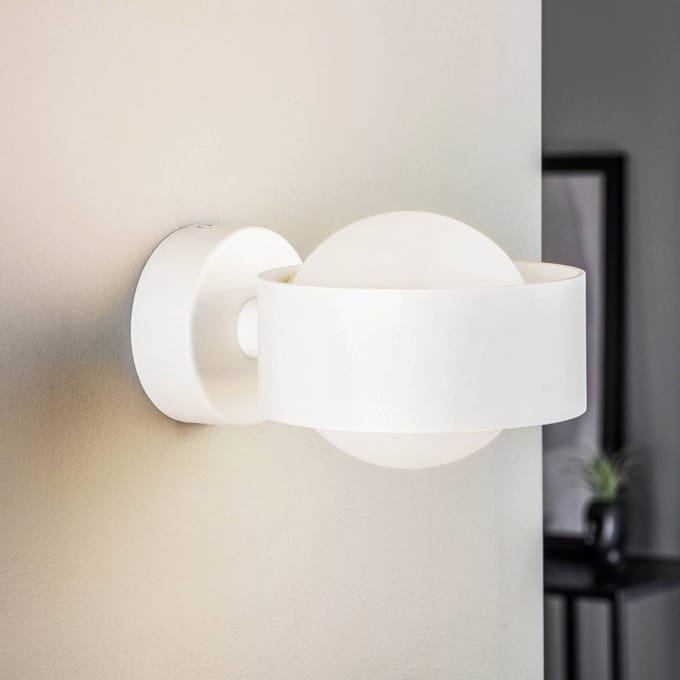 Argon Wandlamp Mado van staal, wit, 1-lamp