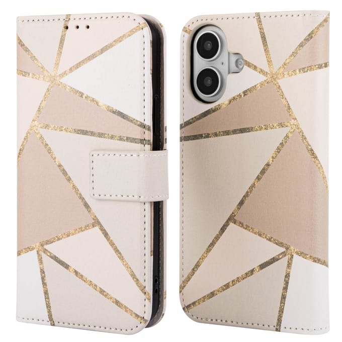 imoshion Hoesje - Geschikt voor Apple iPhone 16 - Design Bookcase smartphone - Beige Graphic