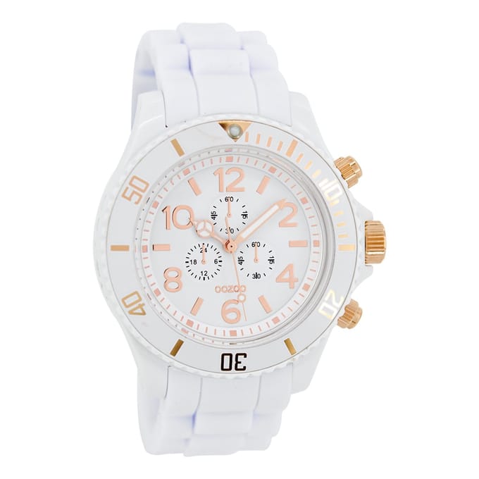 OOZOO Timepieces - Witte horloge met witte rubber band - C4831