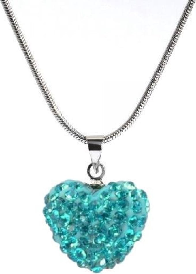 Fako Bijoux® - Ketting - Disco Dots - Hart - Turquoise