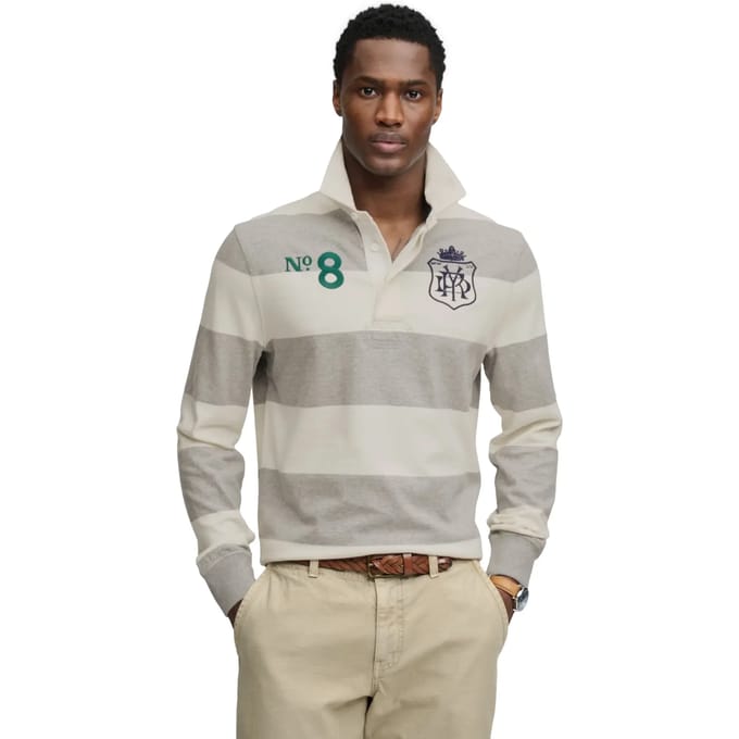 Superdry - Double Emblem Stripe Rugbytop - Heren - Tops
