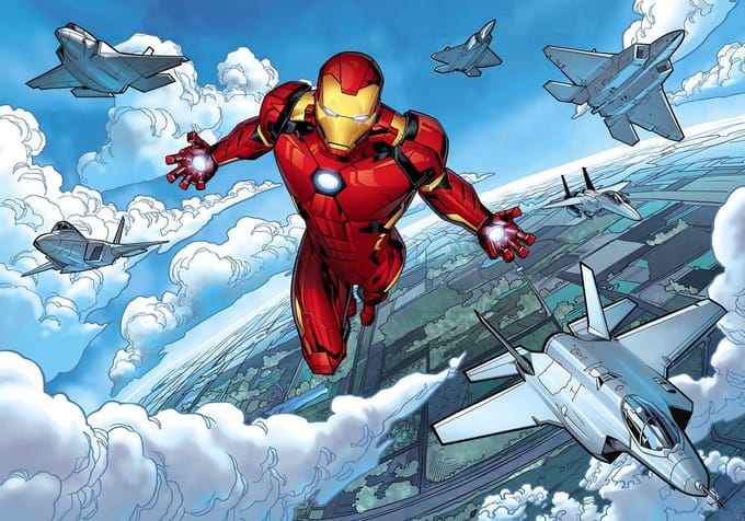 Fotobehang Iron Man Flight - Meerkleurig - 2,80m X 400cm