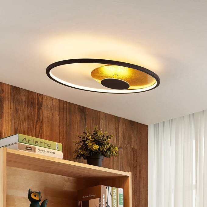 Lindby LED plafondlamp Feival, 61 cm, roest/goud, dimbaar