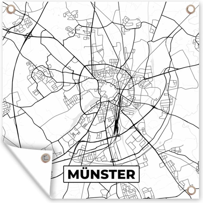 Tuindoek Münster - Kaart - Plattegrond - Stadskaart - 100x100 cm