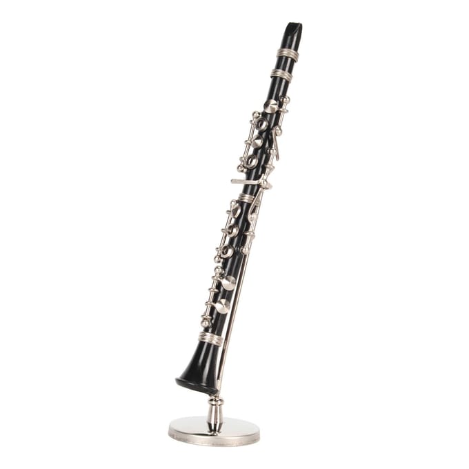 Miniatuur Klarinet Model Speelgoed met Standaard en Koffer Klarinet Model Display Muziekinstrumenten Huis Ornament 5.12in gray