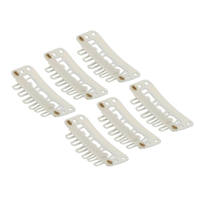 100 stuks Pruik Klikclip U-vorm 6 Tanden Veilige Haarstuk Kamclips voor DIY Hairextensions Hoed Beige white