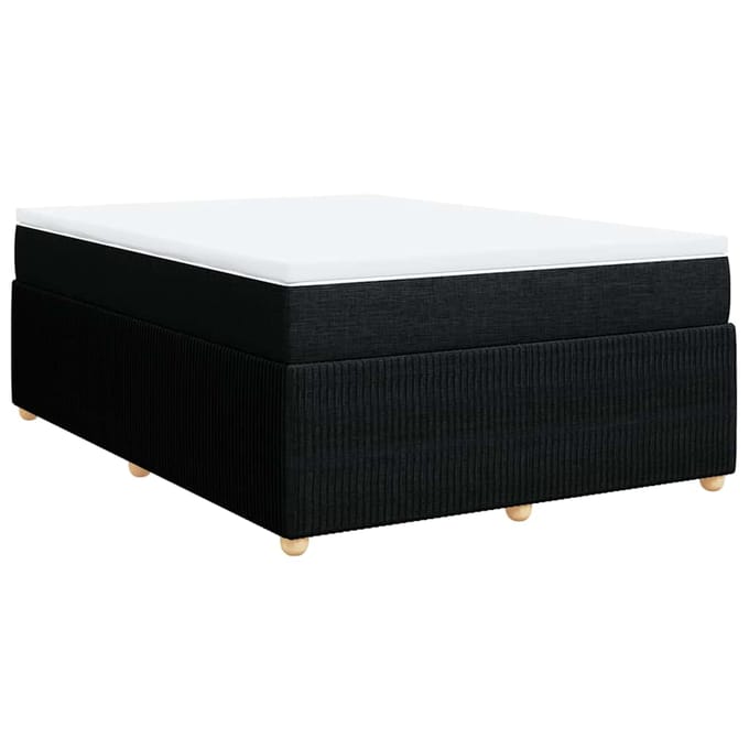 vidaXL - Boxspring - met - matras - stof - zwart - 140x200 - cm