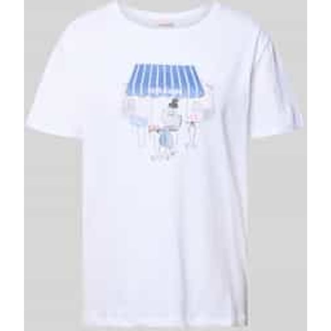 T-shirt met motief en met siersteentjes