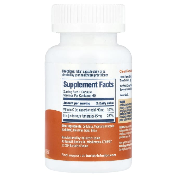 Bariatrische Fusion, ijzer, vitamine C, 45 mg, 60 capsules
