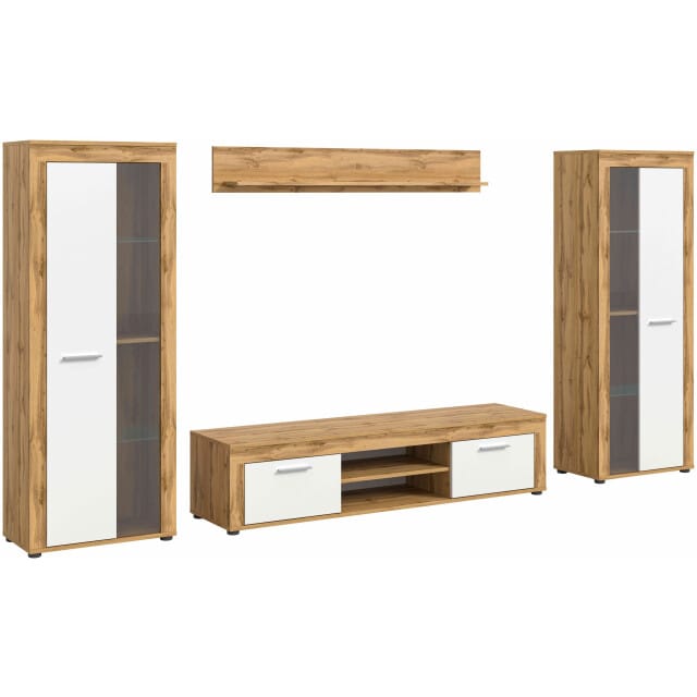 Jam woonkamercombinatie wit melamine Wotan eiken NB - 35x310x159cm