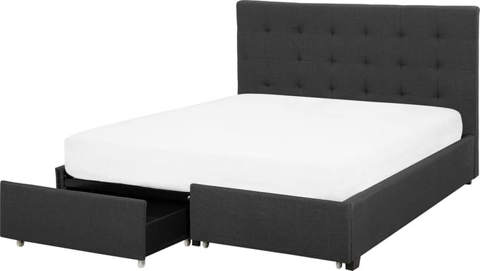 ROCHELLE - Bed opbergruimte - Donkergrijs - 140x200 cm - Polyester
