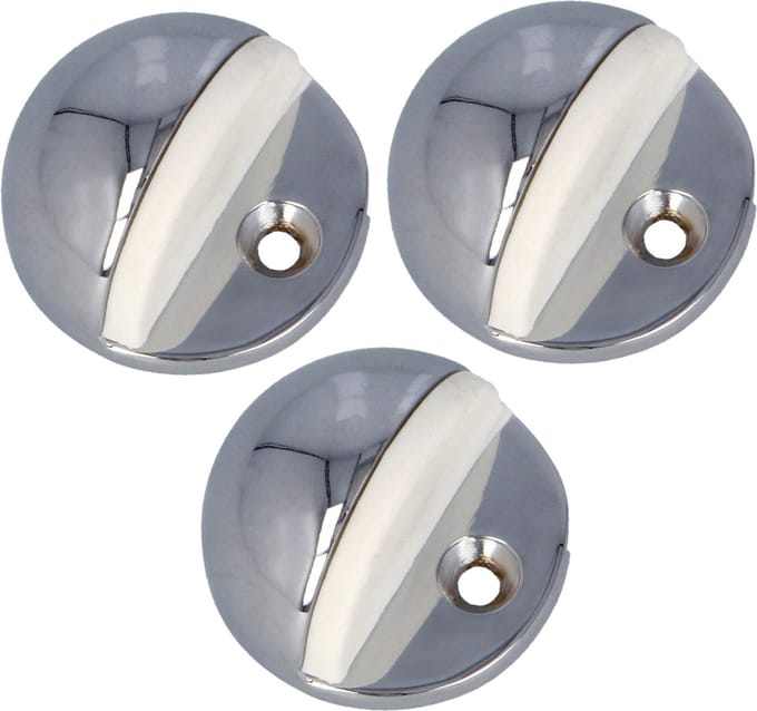 AMIG Deurstopper/deurbuffer - 3x - D45mm - inclusief schroeven - verchroomd