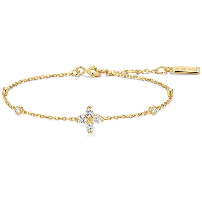Gold Sparkling Clover Bracelet S