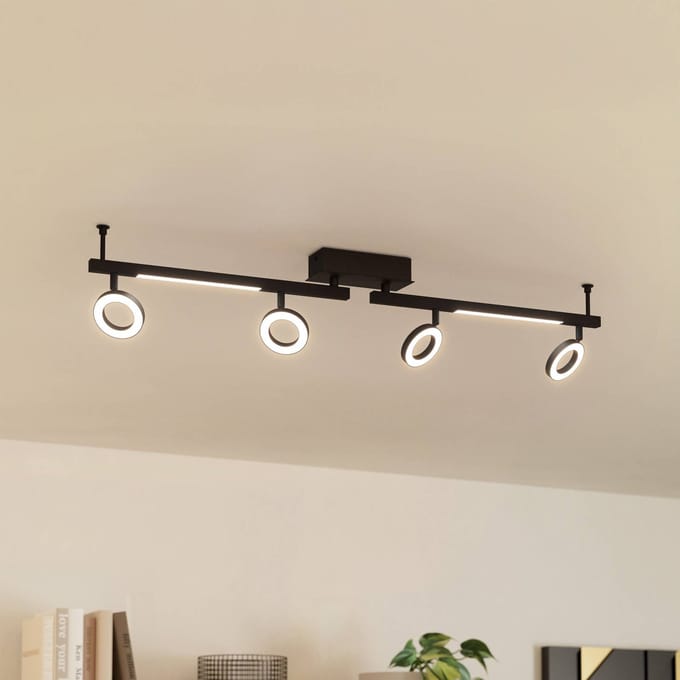 EGLO LED plafondspot Cardillio 2 zwart met vier ringen
