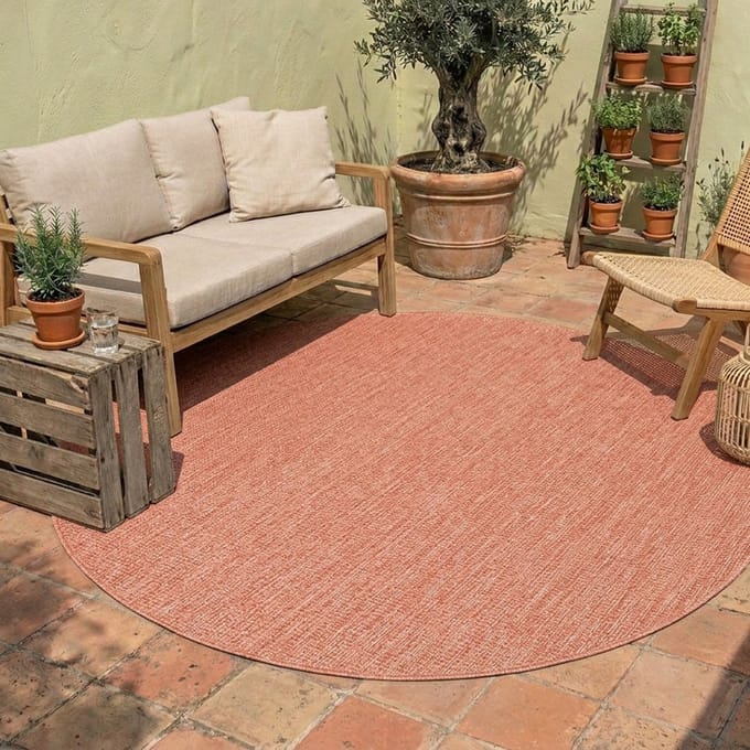 NATURL. Rond buitenkleed - Costa Terracotta | Zomerse budgettopper! - Ø 100cm