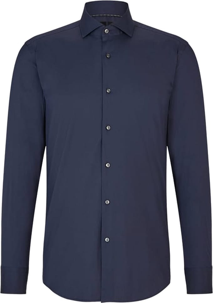 BOSS Hank slim fit overhemd - popeline - blauw - Strijkvriendelijk - Boordmaat: 46
