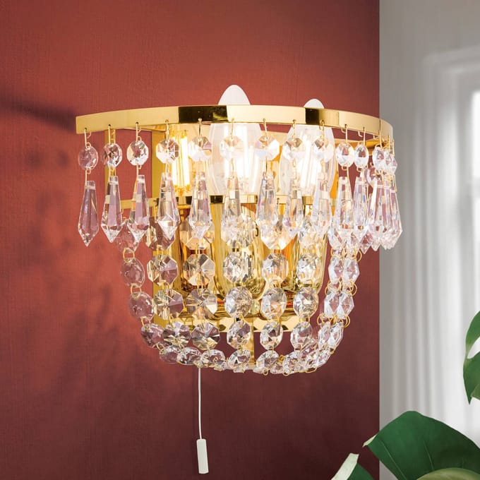 ORION Goudkleurige kristallen wandlamp SHERATA