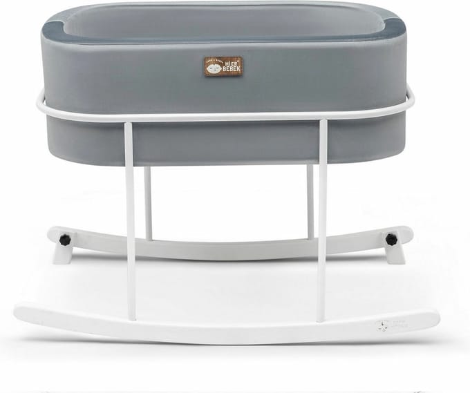 Asir wieg - grijs-wit - 90 x 70 x 58 cm - Inclusief matras