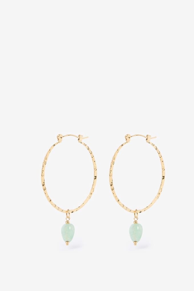 Sissy-Boy - Gold plated hoop oorbellen met steen