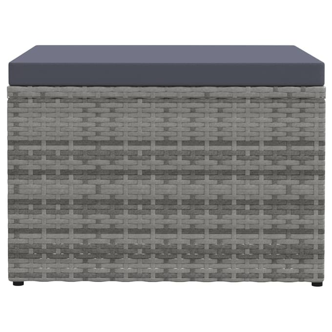 vidaXL - Tuinvoetenbank - met - kussen - poly - rattan - grijs