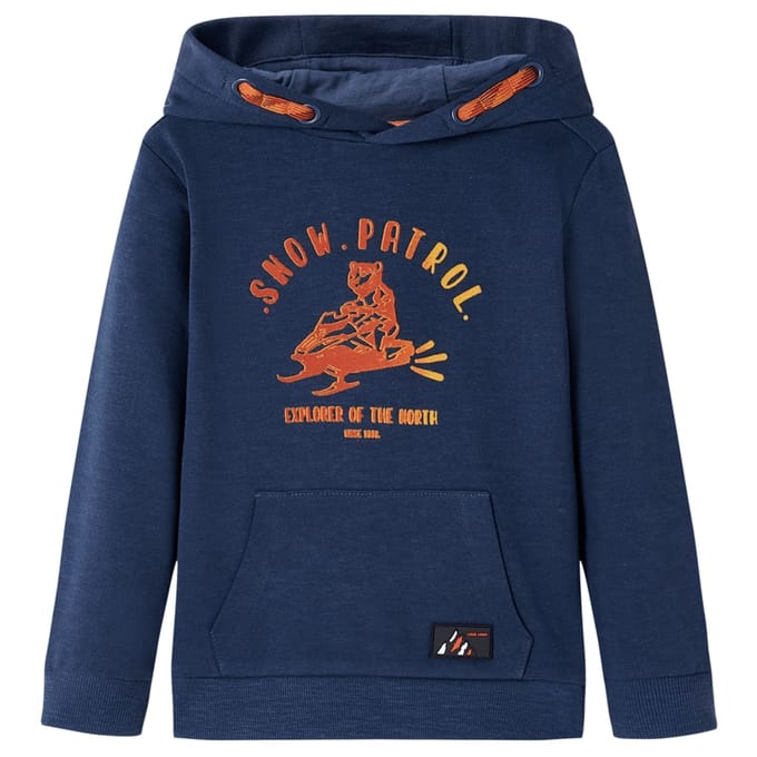 vidaXL - Kindertrui - met - capuchon - 140 - gemêleerd - marineblauw - en - oranje