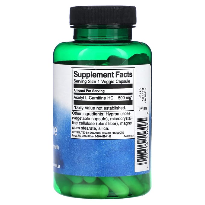 Acetyl L-Carnitine, 500Mg, 100 Veggie Capsules
