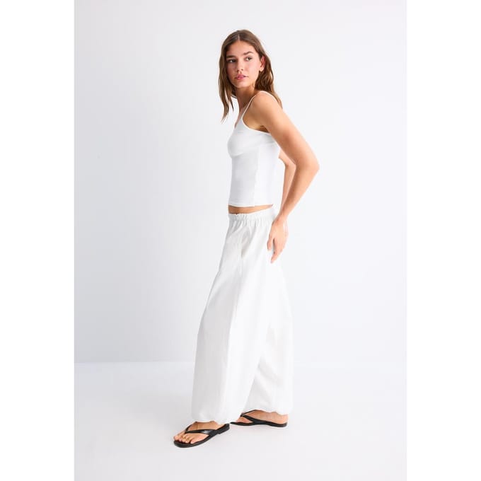 Stradivarius B07 Ribgebreide top met bandjes  Wit S