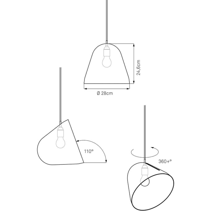 Nyta Tilt hanglamp, kabel 3m rood, wit