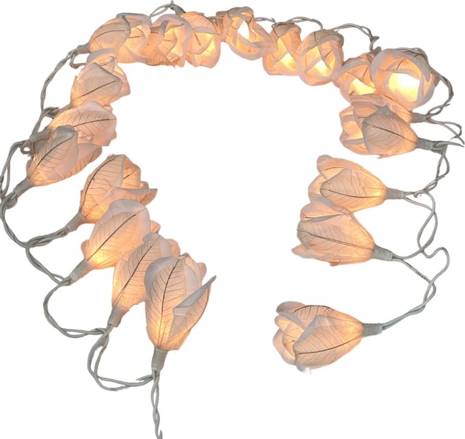 Lichtslinger witte rozen van eco-papier, led licht