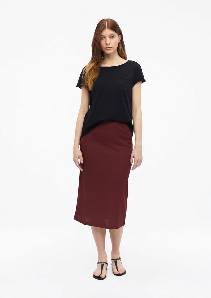 s.Oliver - female - Gestructureerde midirok met split en elastische tailleband