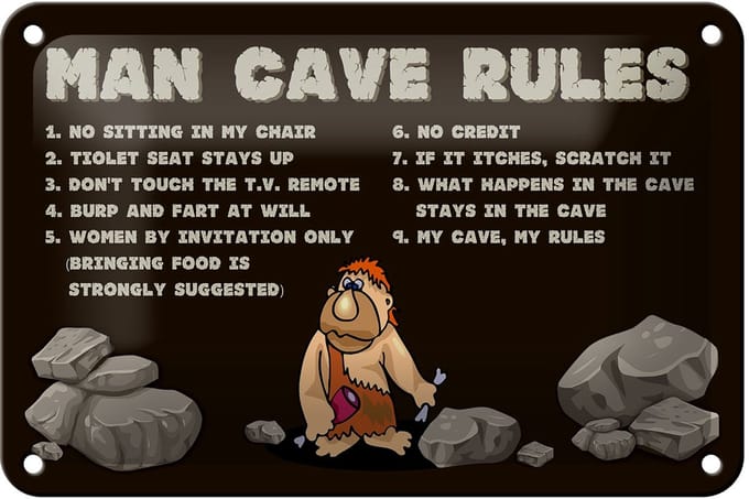 Blechschild Spruch 18x12cm man cave rules Männer Regeln