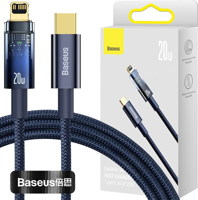 Baseus - Explorer - Series kabel USB Type C - Lightning 20W 1m blauw - (CATS000003)