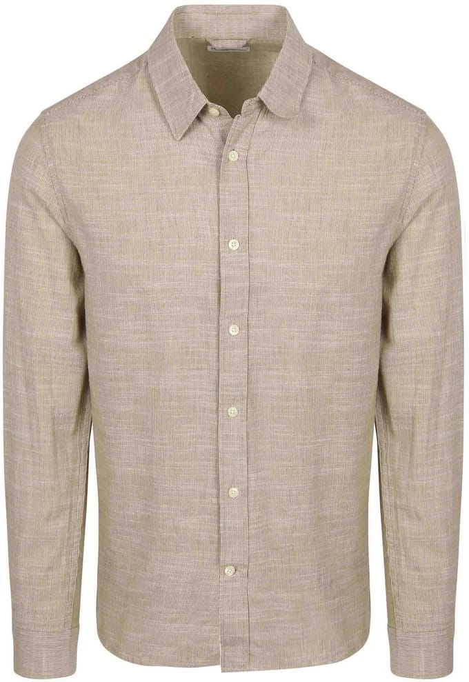Knowledge Cotton Apparel Shirt Stripe Green - Maat XL - Heren - Overhemden Casual