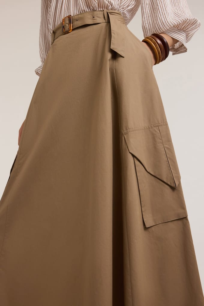 Motivi Cotton Poplin Cargo Skirt Brown Größe: 34 | Maxiröcke Outlet | Damen | Braun