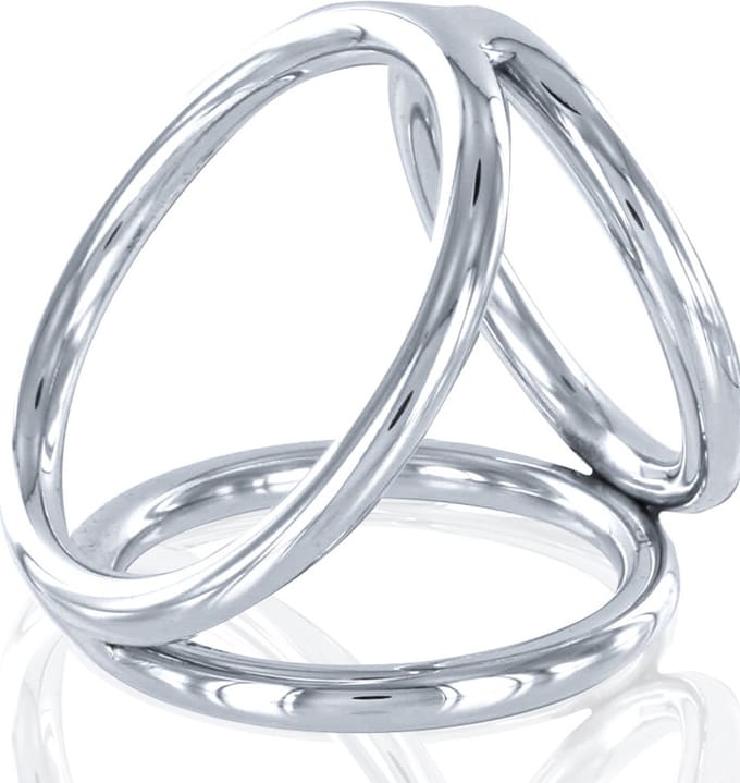 Black Label - Triple Cockring - RVS - Zilver - Maat L