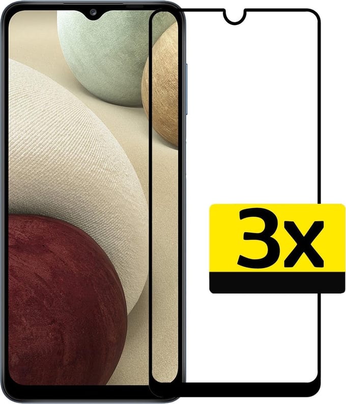 Screenprotector - Geschikt voor Samsung Galaxy A12 - 3 Stuks - Full Cover - Beschermglas - Gehard Glas - Tempered Glass - Screen Protector