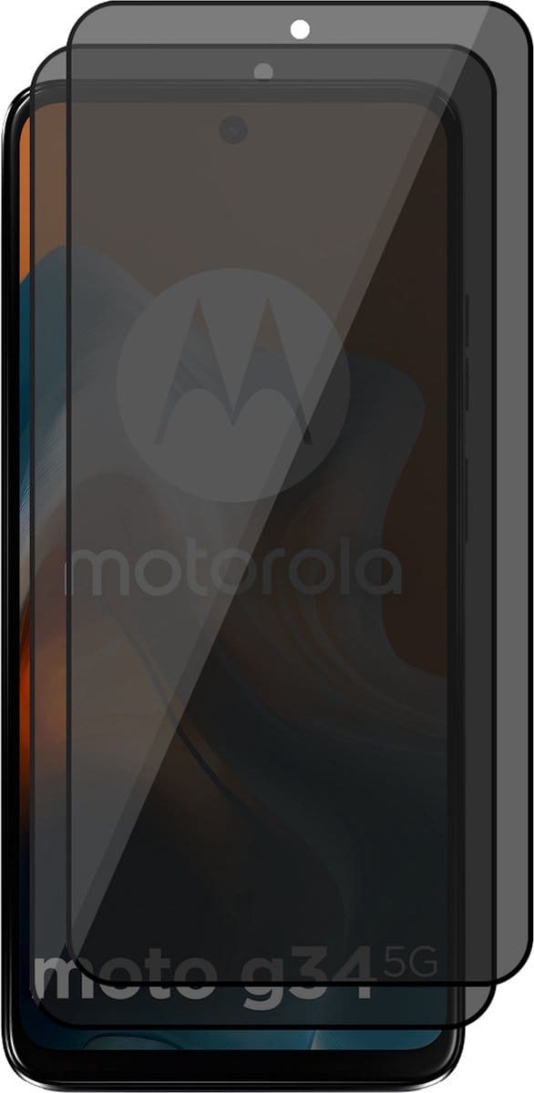 Privacy Screenprotector geschikt voor Motorola Moto G34 - 2x Volledig Dekkend Glas Screen Protector