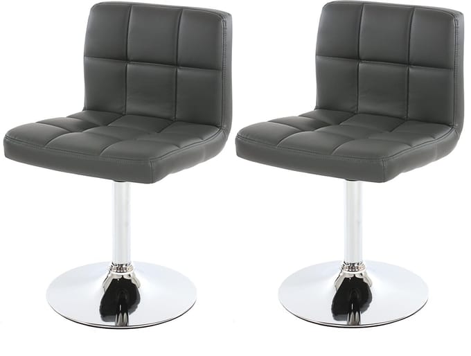 Set van 2 eetkamerstoelen Bureaustoel Stoel Kavala kunstleer chroom ~ grijs