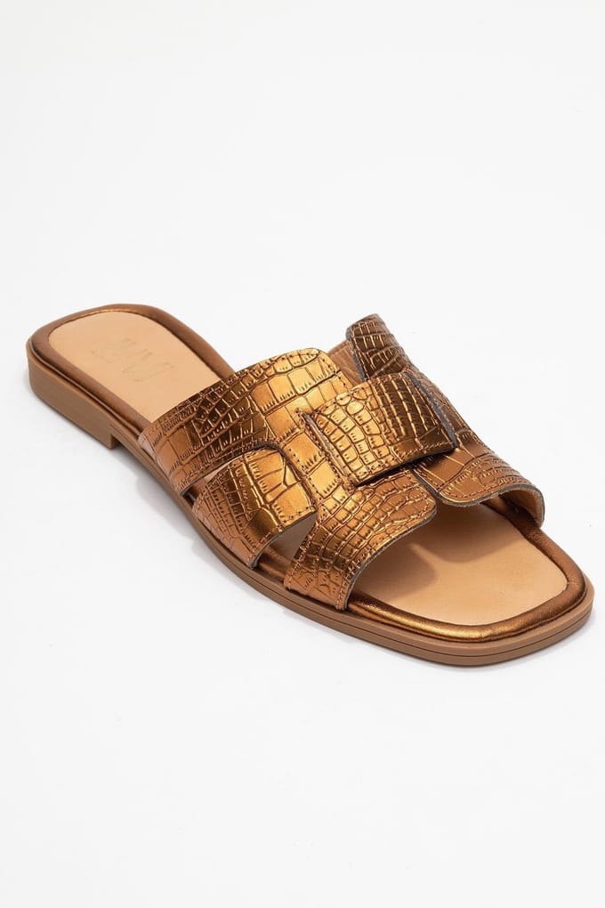 Notre Leer Slide Sandaal