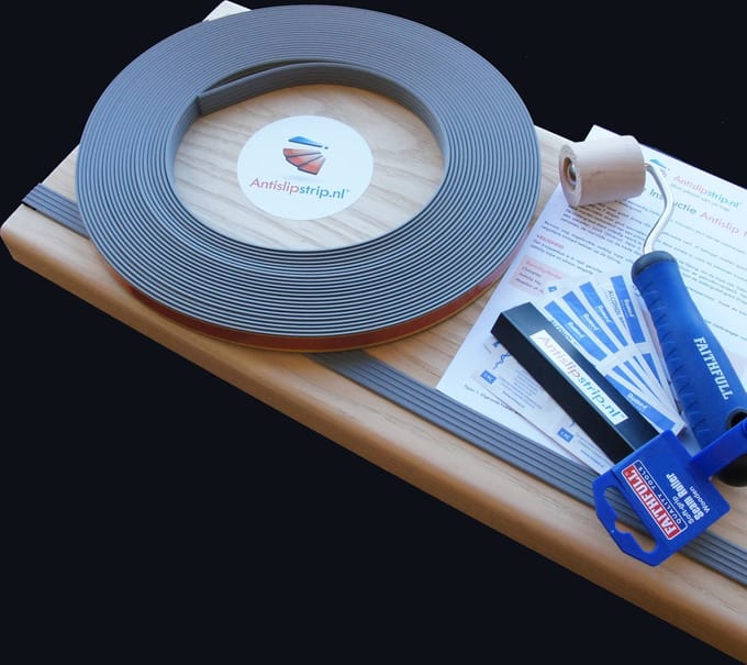 Antislipstrip - Startpakket Trapprofiel Tape 1,6cm - Donkergrijs - rol 15 meter