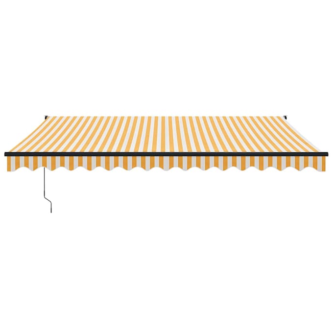 vidaXL - Handmatig - Zonnescherm - 4 - x - 3 - m - Geel - en - wit - gestreept