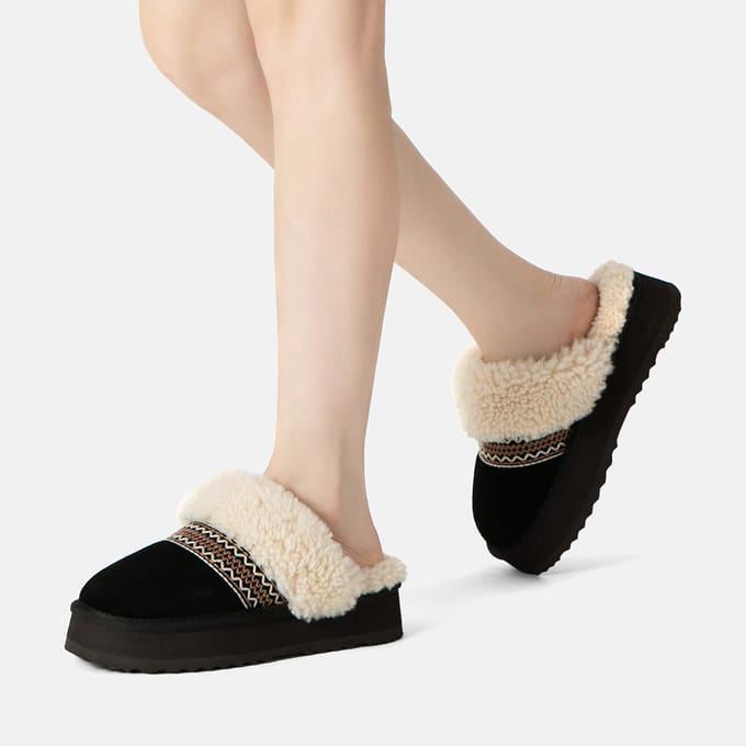 EVER AU Australië Dames Crake Gebreide Platform Schapenvacht Slippers
