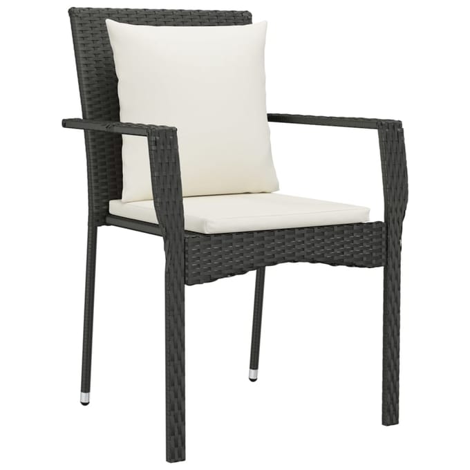 vidaXL - Tuinstoelen - 2 - st - met - kussens - poly - rattan - zwart