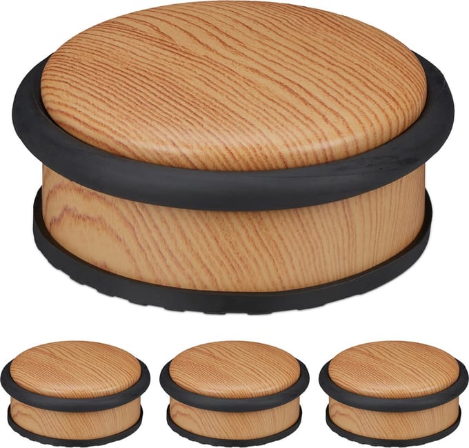 4x deurstopper binnen - deurhouder - houtlook - rubber - 5 cm - deurvastzetter