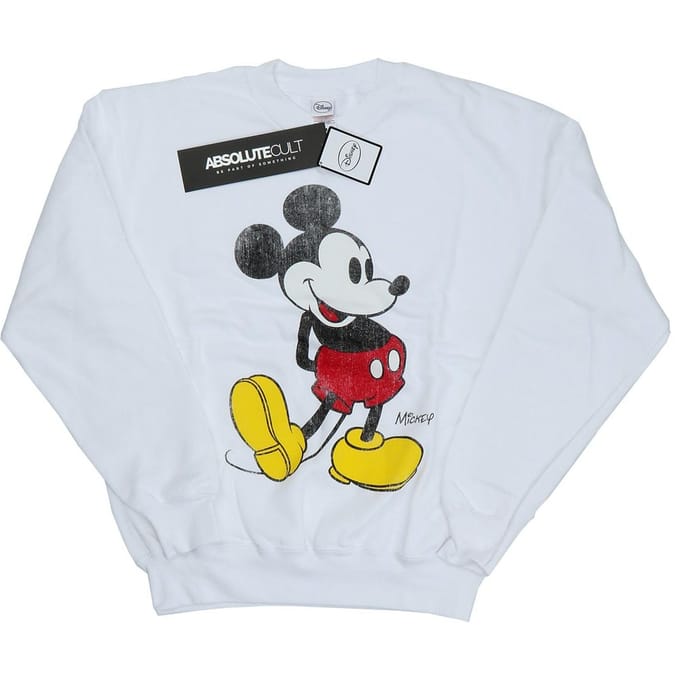 Disney Heren Mickey Mouse Classic Kick Sweatshirt (Wit)