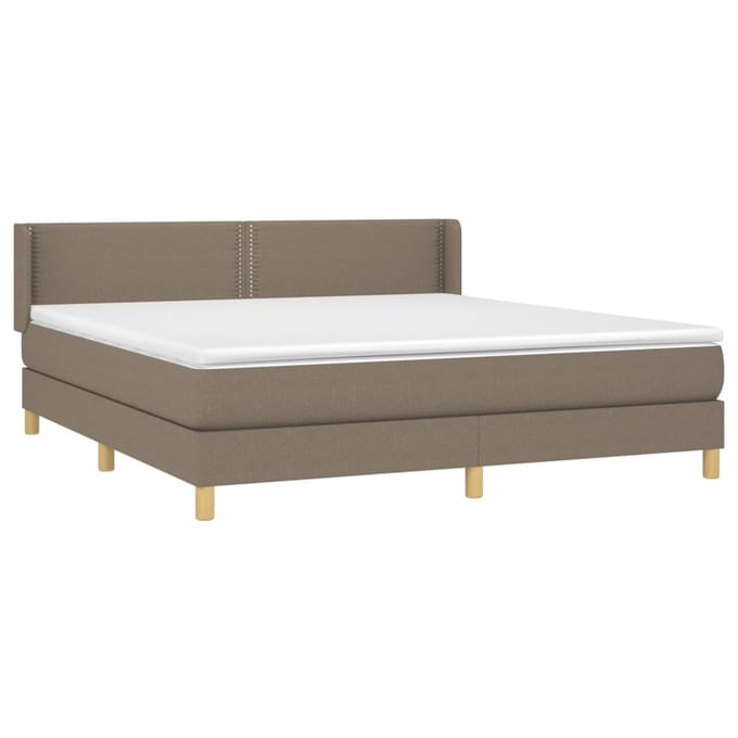 vidaXL - Boxspring - met - matras - stof - taupe - 180x200 - cm