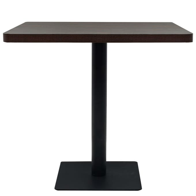 vidaXL - Bistrotafel - vierkant - 80x80x75 - cm - MDF - en - staal - donker - essenkleur
